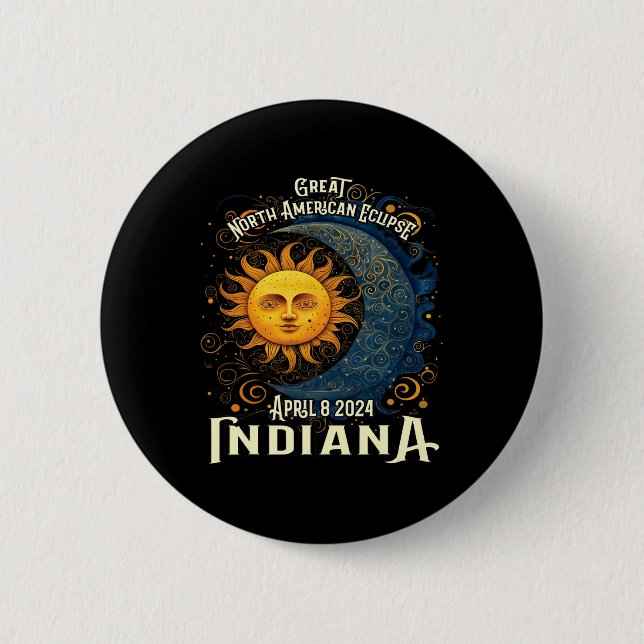2024 Solar Eclipse Totality Celestial Event Souven 2 Inch Round Button (Front)