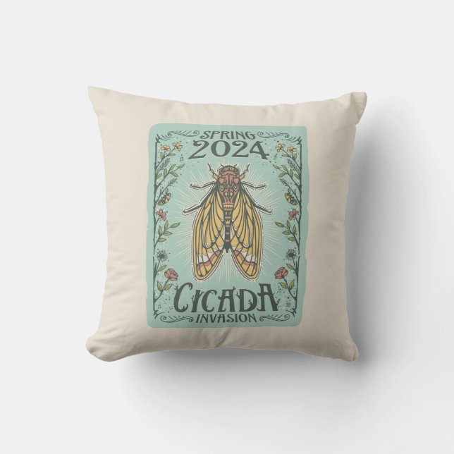 2024 Spring Cicada Invasion Throw Pillow (Front)