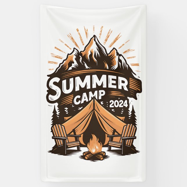 2024 Summer Camp Summer Camping Vacation Matching  Banner (Vertical)