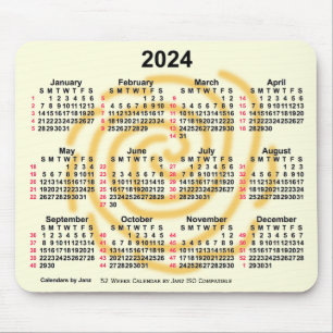 2024 Sunny Days 52 Weeks ISO Calendar by Janz Mouse Pad