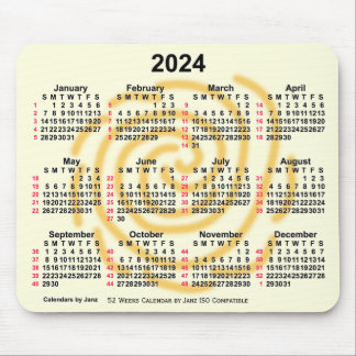 2024 Sunny Days 52 Weeks ISO Calendar by Janz Mouse Pad