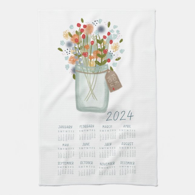 2024 Tea Towel Calendar Kitchen Dish Towel  (Vertical)