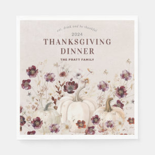 2024 Thanksgiving Dinner Pumpkin Wildflower Napkin