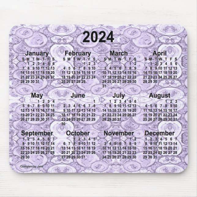2024 Tiny Bubbles Purple Calendar by Janz Mouse Pad (Front)