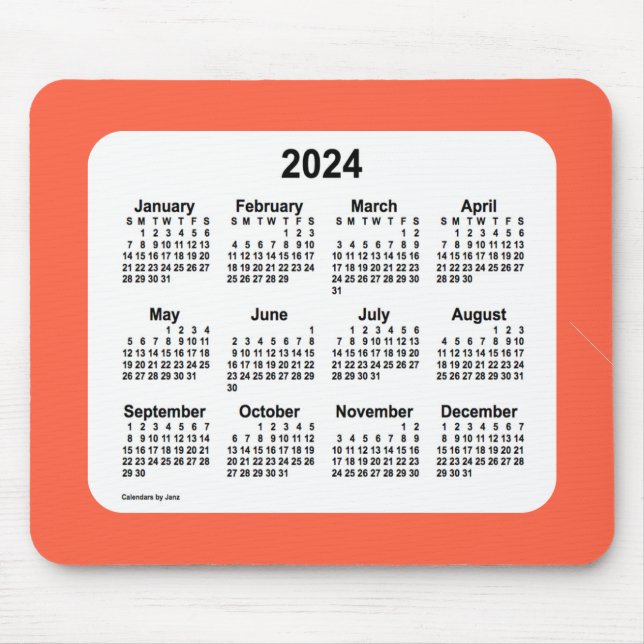 2024 Tomato Red Calendar by Janz Mouse Pad (Front)