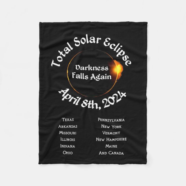 2024 Total Eclipse Darkness Falls Again  Fleece Blanket (Front)