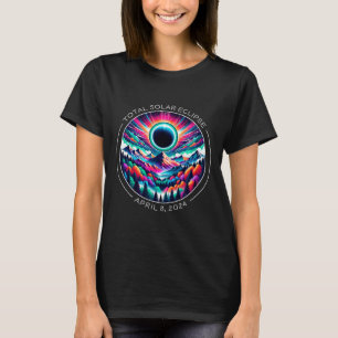 2024 Total Solar Eclipse Artsy Colorful Totality L T-Shirt