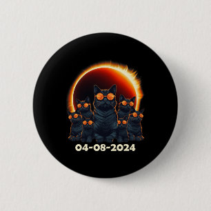 2024 Total Solar Eclipse Cat Matching Family Or Fr 2 Inch Round Button
