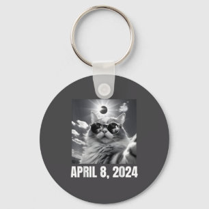 2024 Total Solar Eclipse Cat Selfie Funny Meme Keychain
