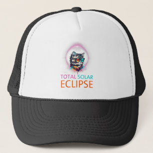 2024 Total Solar Eclipse Cat Wearing Solar Eclipse Trucker Hat