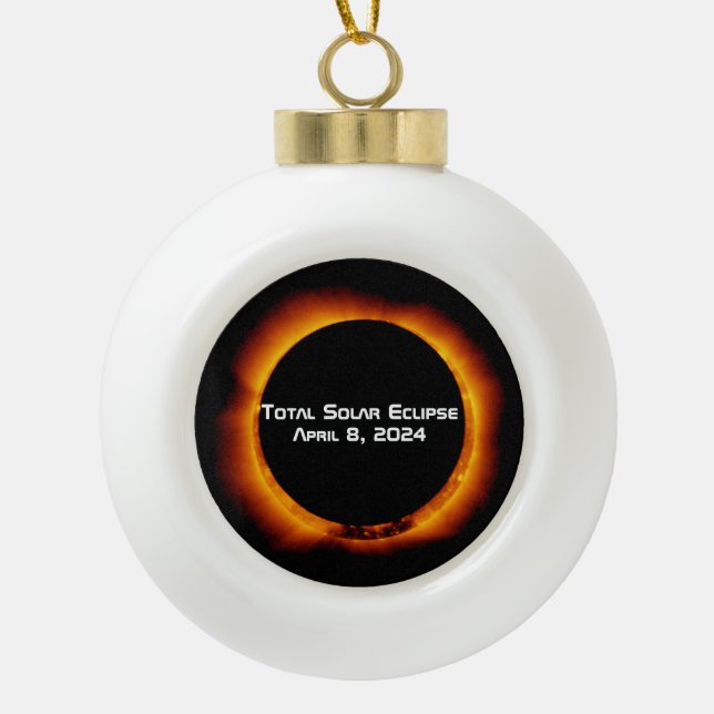 2024 Total Solar Eclipse Ceramic Ball Christmas Ornament (Front)