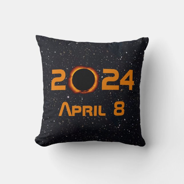 2024 Total Solar Eclipse Date Starry Sky Throw Pillow (Front)