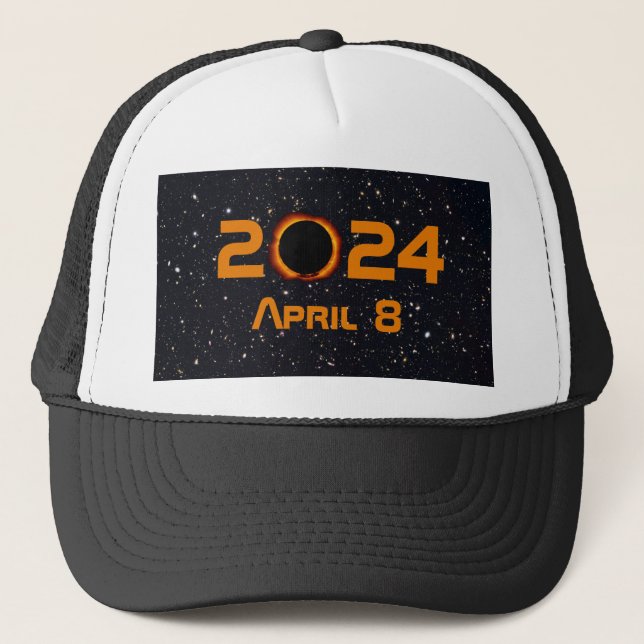 2024 Total Solar Eclipse Date Starry Sky Trucker Hat (Front)
