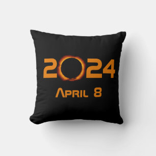2024 Total Solar Eclipse Date Throw Pillow