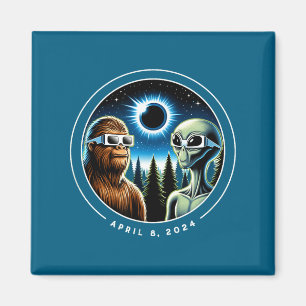 2024 Total Solar Eclipse Funny Bigfoot Alien April Magnet