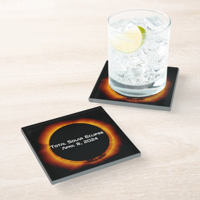 2024 Total Solar Eclipse Glass Coaster (Angled)