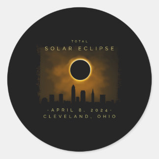 2024 Total Solar Eclipse In Cleveland Classic Round Sticker