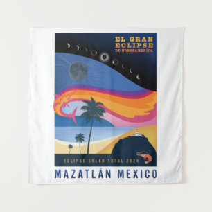 2024 Total Solar Eclipse Mazatlan wall tapestry