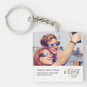 2024 Total Solar Eclipse Photo Couples Gifts Keychain