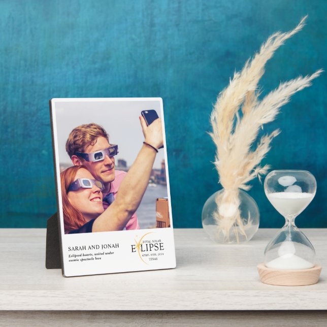 2024 Total Solar Eclipse Photo Couples Gifts Plaque (Side)