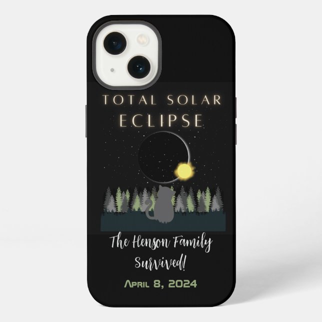 2024 Total Solar Eclipse Survivor Custom Name iPhone Case (Back)