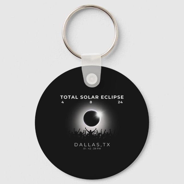 2024 Total Solar Eclipse Totality Dallas Texas Wat Keychain (Front)