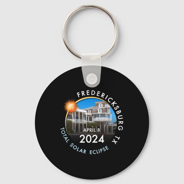2024 Total Solar Eclipse Totality Fredericksburg T Keychain (Front)