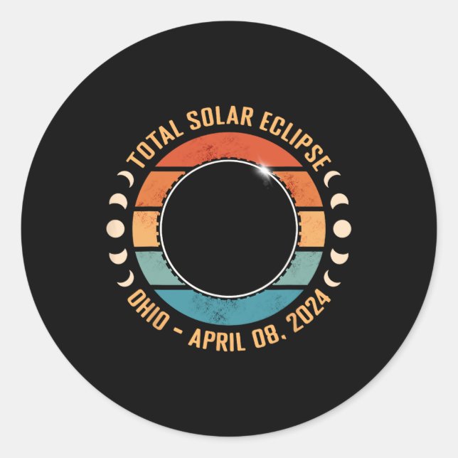 2024 Total Solar Eclipse Totality Path Men Women K Classic Round Sticker (Front)