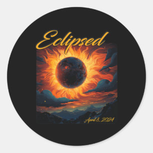 2024 Total Solar Eclipse Totality Sun Moon  Classic Round Sticker