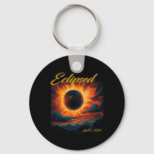 2024 Total Solar Eclipse Totality Sun Moon  Keychain
