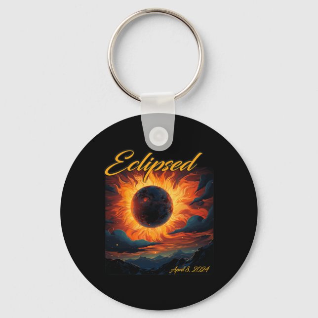 2024 Total Solar Eclipse Totality Sun Moon  Keychain (Front)