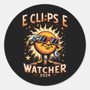 2024 Total Solar Eclipse Watcher Sun Wearing Eclip Classic Round Sticker