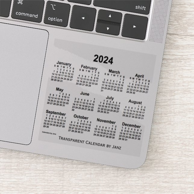2024 Transparent Calendar by Janz (Detail)