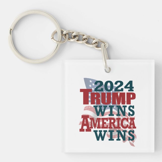 2024 Trump Wins - America Wins Keychain (Front)