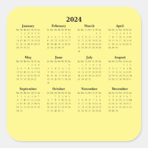 2024 Twelve Month Calendar Square Sticker