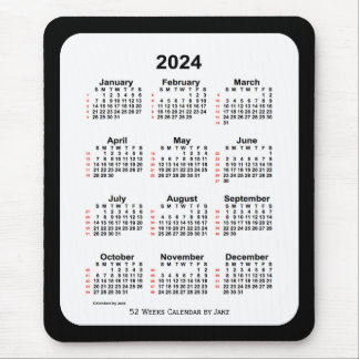 2024 Two Tone Black 52 Week Calendar by Janz Mouse Pad