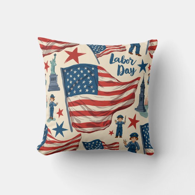 2024 U.S. Labour Day Celebration Throw Pillow (Front)