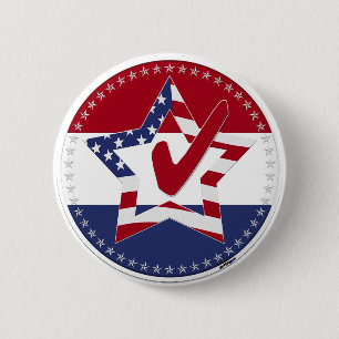 2024 USA Flag Star Check Mark 2 Inch Round Button