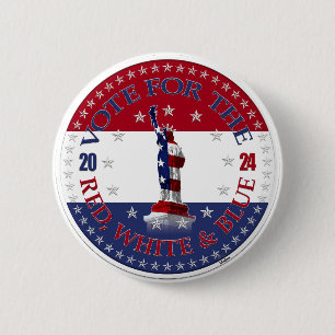 2024 Vote For The Red White Blue Statue of Liberty 2 Inch Round Button