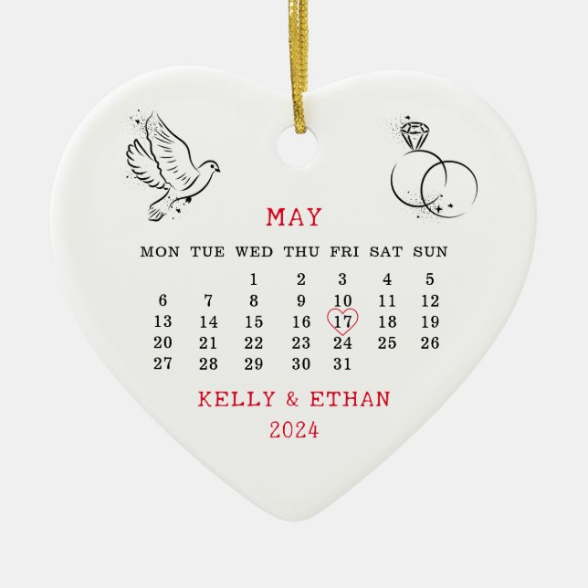 2024 Wedding Date Married Ceramic Ornament (Front)
