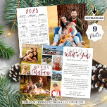 2024 What A Year Photo Collage 2025 Calendar Holiday Card<br><div class="desc">Unique custom 2024 holiday greeting card featuring a photo collage template with 8 pictures of various shapes and sizes on the front and one on the back with a 2025 year-at-a-glance calendar. The design offers an editable greeting and title in your choice of colors (the sample shows MERRY CHRISTMAS you...</div>