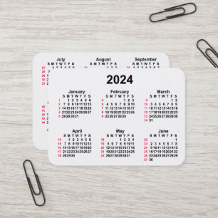 2024 White 52 Week ISO Calendar by Janz Business Card