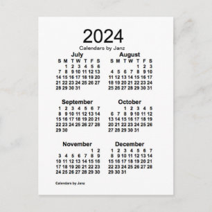 2024 White 6 Month Mini Calendar by Janz Postcard