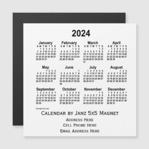 2024 White Business Calendar par Janz 5x5 Magnet