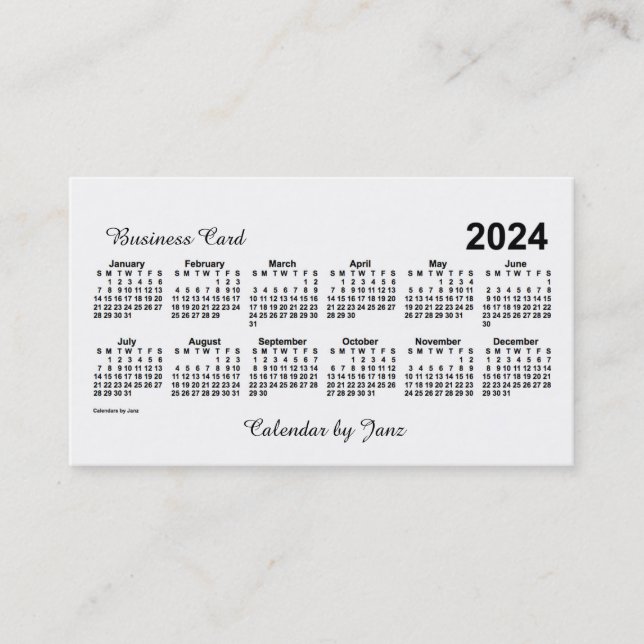 2024 White Calendar by Janz Business Card (Front)