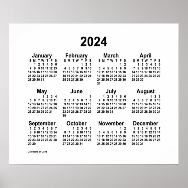 2024 White Calendar by Janz Print (Front)