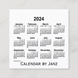 2024 White Calendar by Janz Square Business Card