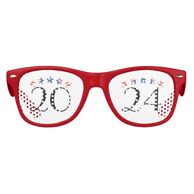 2024 with Stars & Stripes New Year's Eve Party Kids Sunglasses (Front)