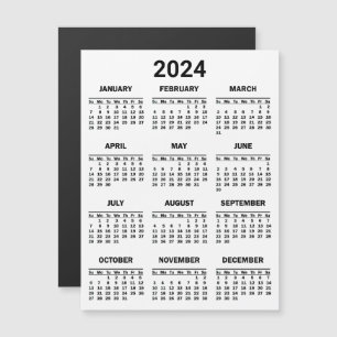 2024 Year At Glance Calendar Magnetic Card