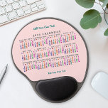 2024 Year Monthly Calendar Blush Pink Personalized Gel Mouse Pad<br><div class="desc">This 2024 year monthly calendar gel mousepad / mousemat shows the days of the week for each month in bright colours on a light, blush pink background. Each daily column is a different colour, making it easier to read. This is a bold yearly calendar mousepad to help you conquer the...</div>